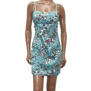 Guess Aqua Sequin Mini Dress